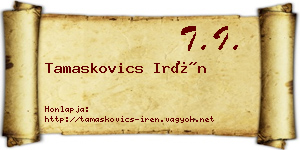 Tamaskovics Irén névjegykártya